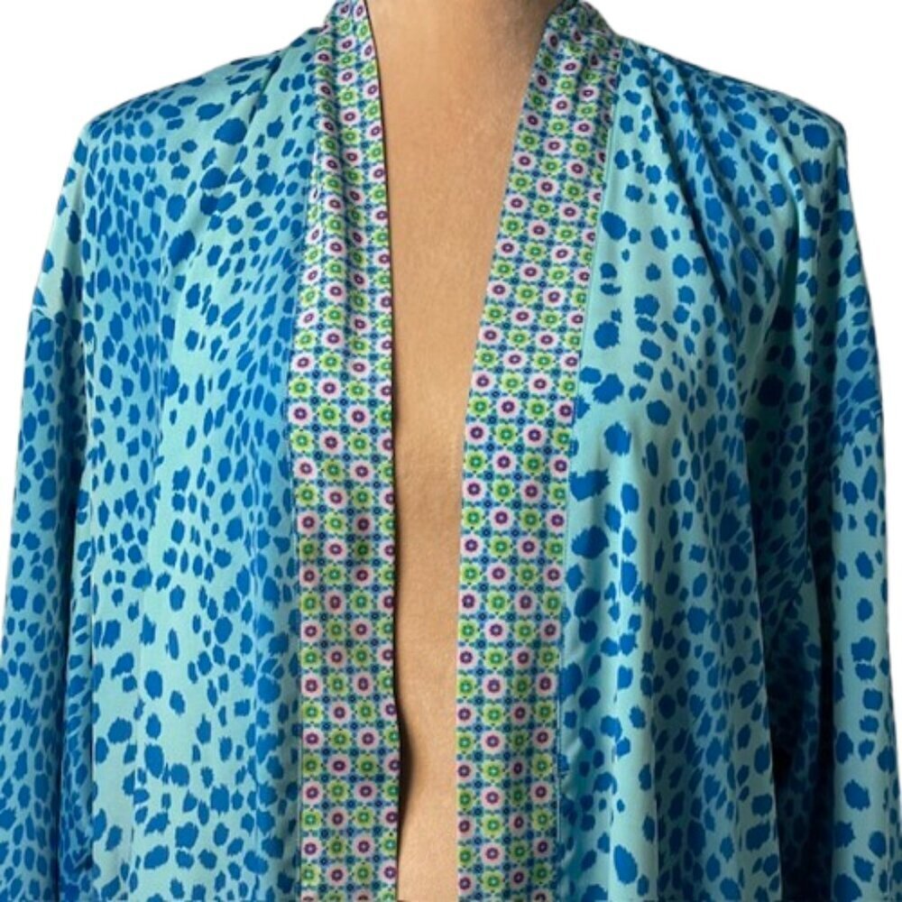 Victoria's Secret Y2k Paisley Reversible Long Robe Ombre Leopard Medium - Picture 10 of 12